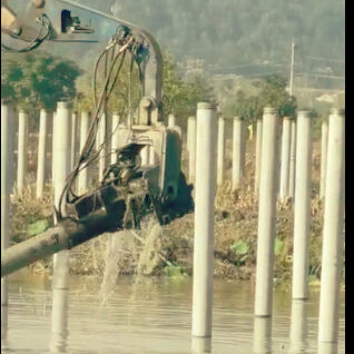 Boat Type Excavator Mounted Pile Driver - 15m Pile Length 40T Capacity With High Vibration Efficiency