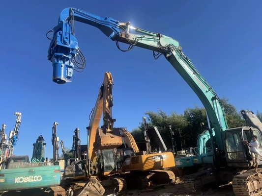 Excavator Mounted Hydraulic Pile Driver For Solar Panel Construction Project